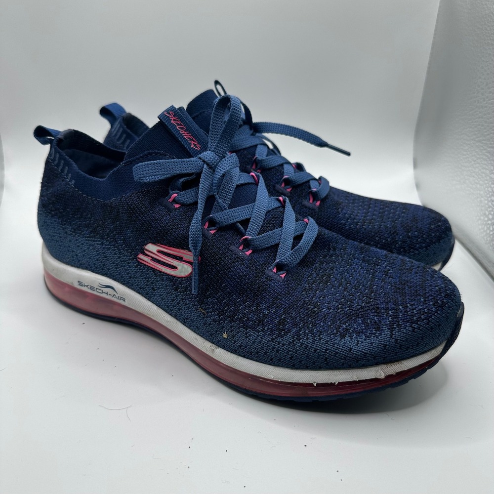 Skechers Air Cooled‎ Memory Foam Knit Sneakers Navy Pink Women's Size 8.5